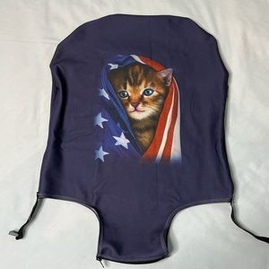 Travel Luggage Cover American Flag Cat Spandex Suitcase Protector Size M 22”-24”
